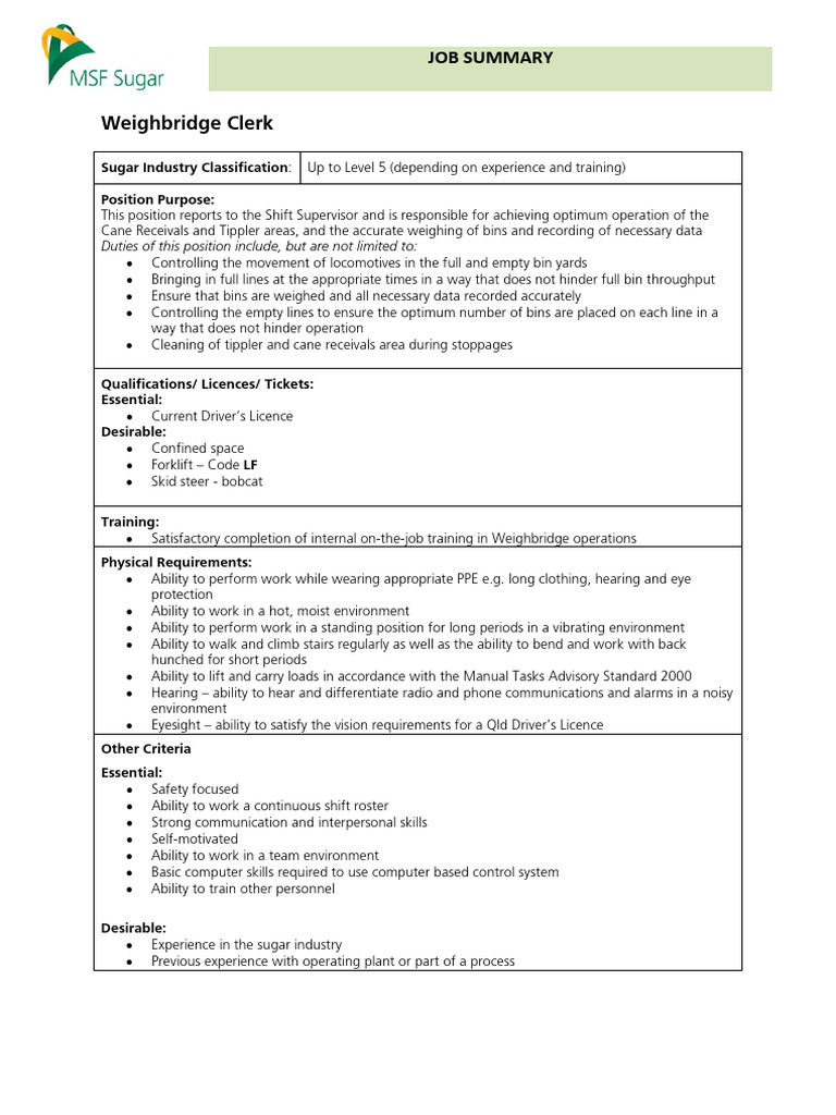 Weighbridge Operator | PDF