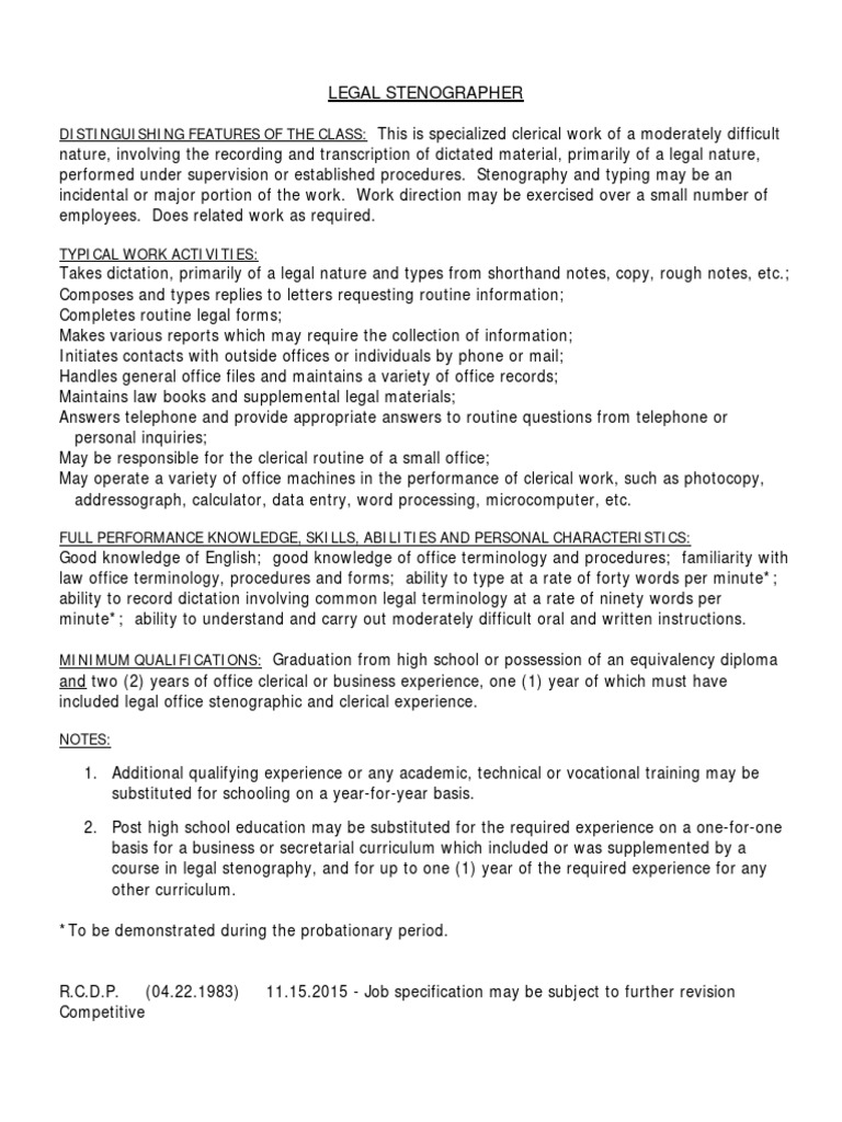 Legal Stenographer | PDF