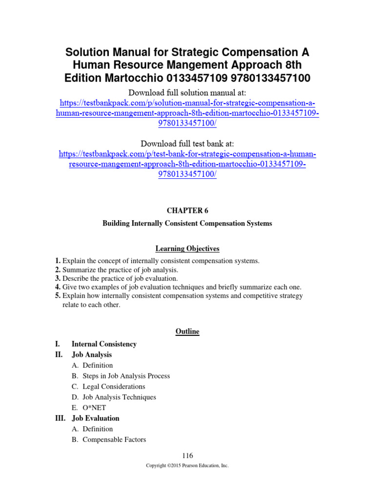 Strategic Compensation A Human Resource Mangement Approach 8th Edition ...