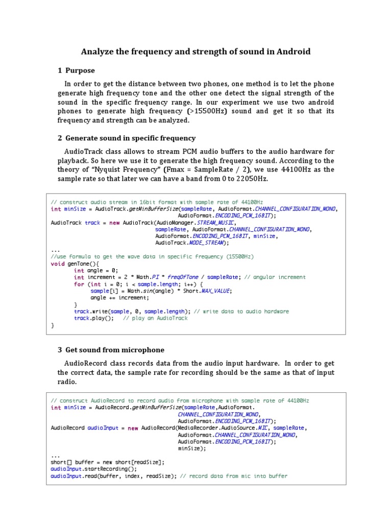 Analyze The Frequency and Strength of Sound in Android | PDF