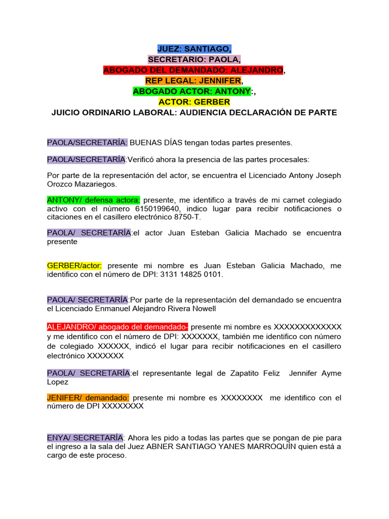 Audiencia Laboral | PDF | Justicia | Crimen y violencia