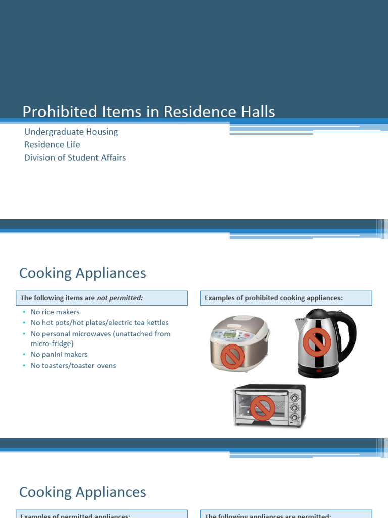 Prohibited Items In Undergraduate Residence Halls Pdf