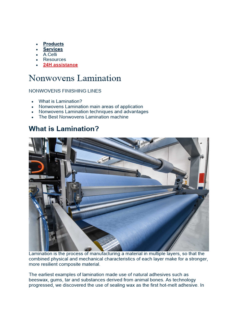 Nonwovens Lamination Techniques Guide | PDF