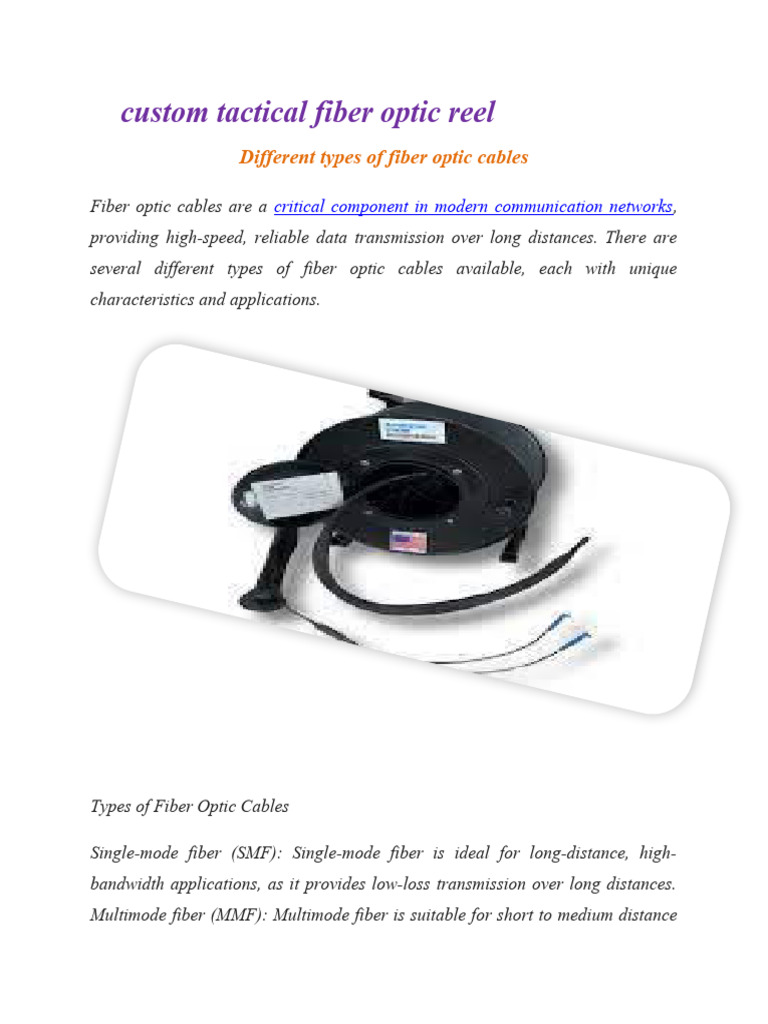 Types of Fiber Optic Cables USA | PDF | Optical Fiber | Electrical ...