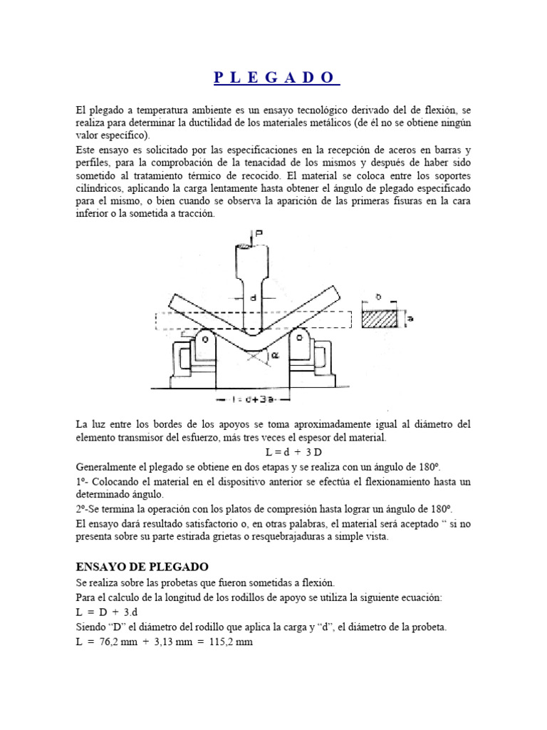Ensayo de Plegado de Materiales Metálicos | PDF