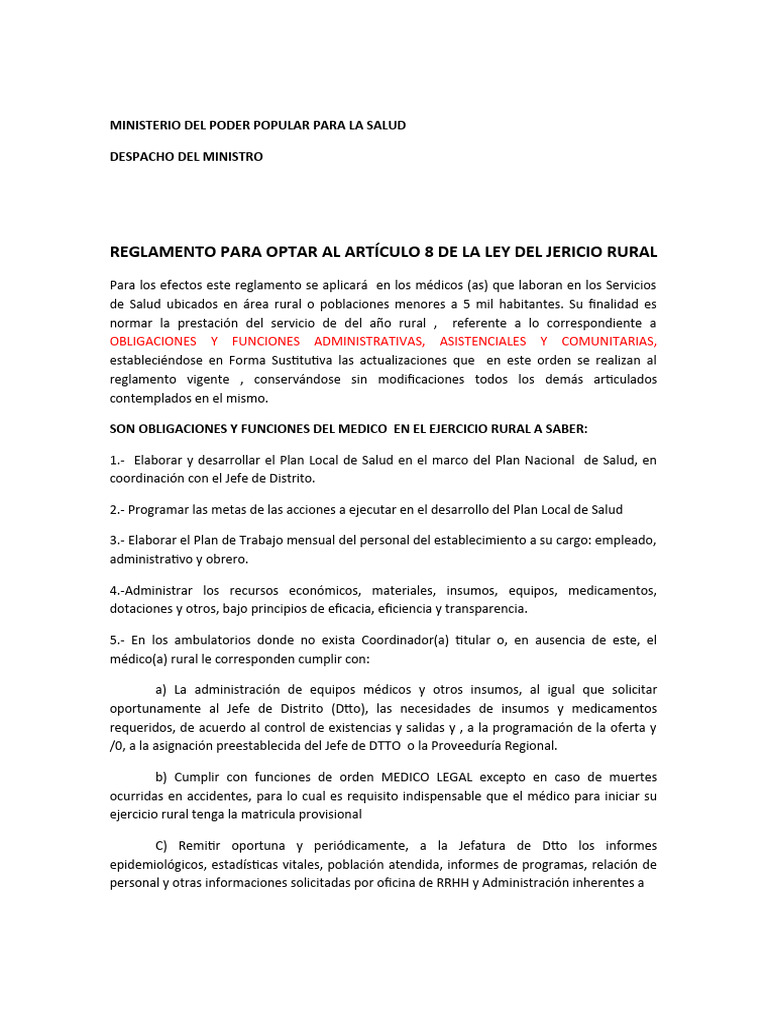 Reglamento para Optar Al Articulo 8 | PDF