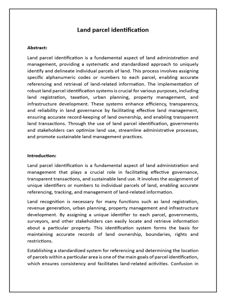 Land Parcel Identification PDF
