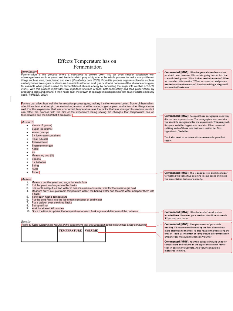 Temperature's Impact on Fermentation | PDF