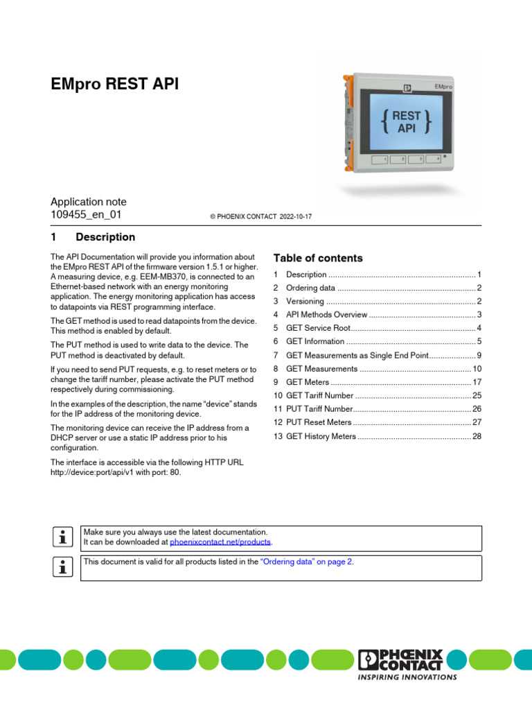 EMpro REST API Documentation | PDF