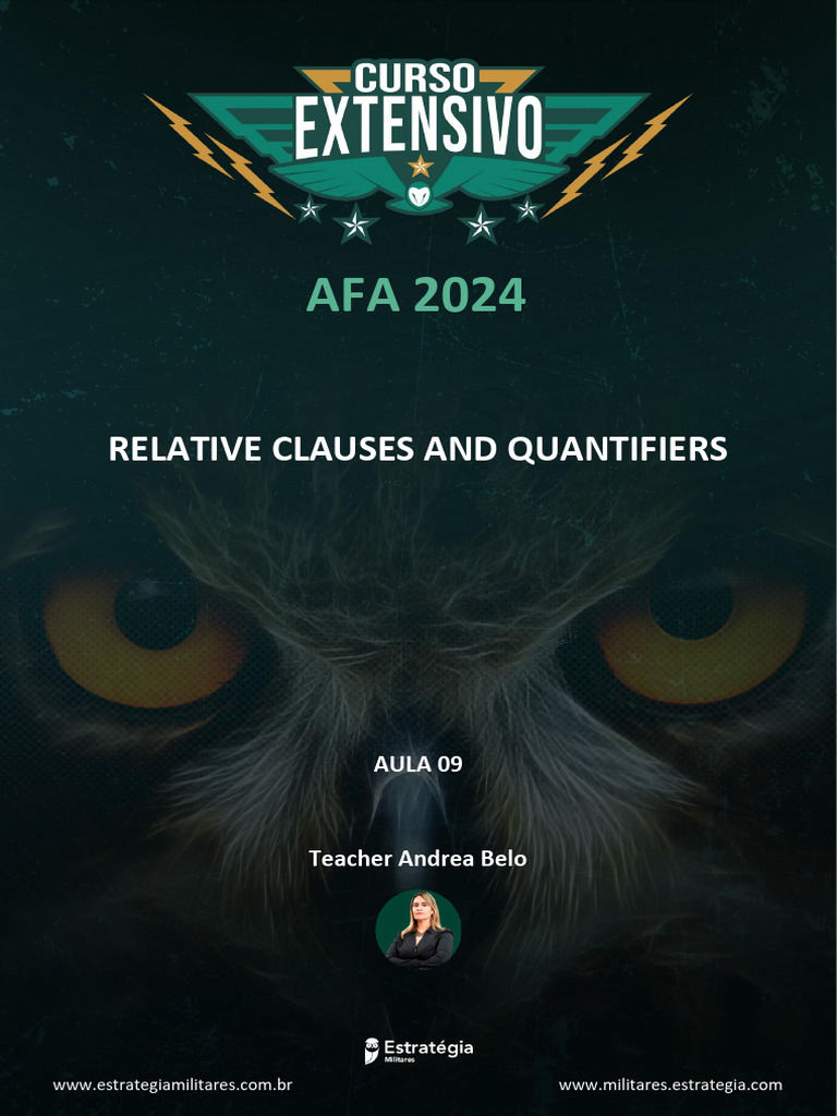 Aula 09 Quantifiers Relative Clauses AFA 2024 PDF