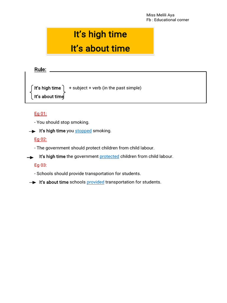 It's High Time: Grammar Rules Explained | PDF