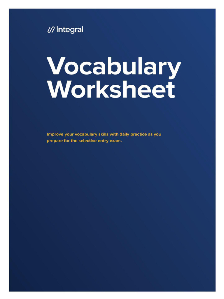 Vocabulary Worksheet | PDF