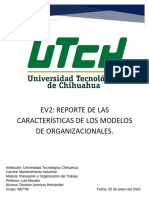 EV2. REPORTE DE LAS CARACTERÍSTICAS DE LOS MODELOS DE ORGANIZACIONALES.
