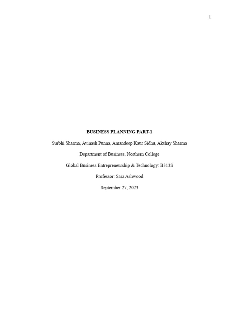 Business Planning Part1 | PDF
