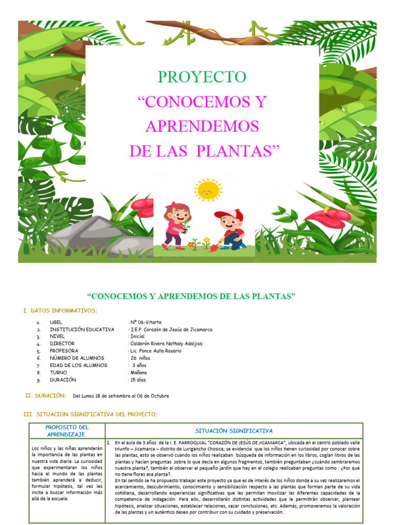 Proyecto de Aprendizaje sobre Plantas | PDF