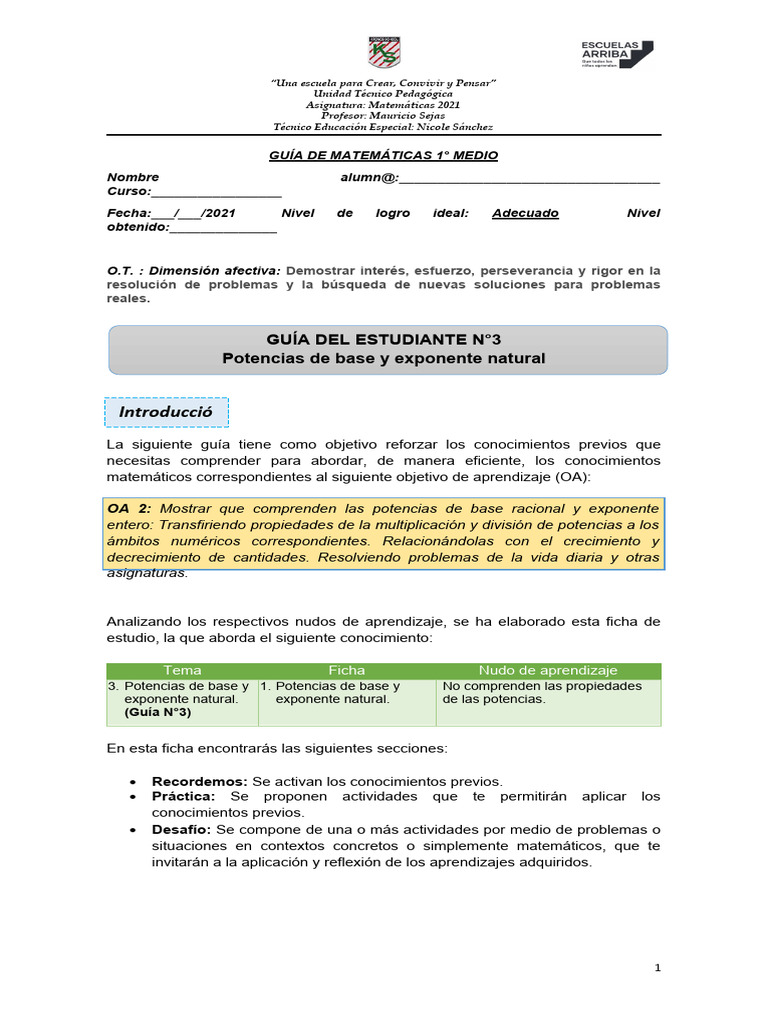 Guía De Potencias Pdf