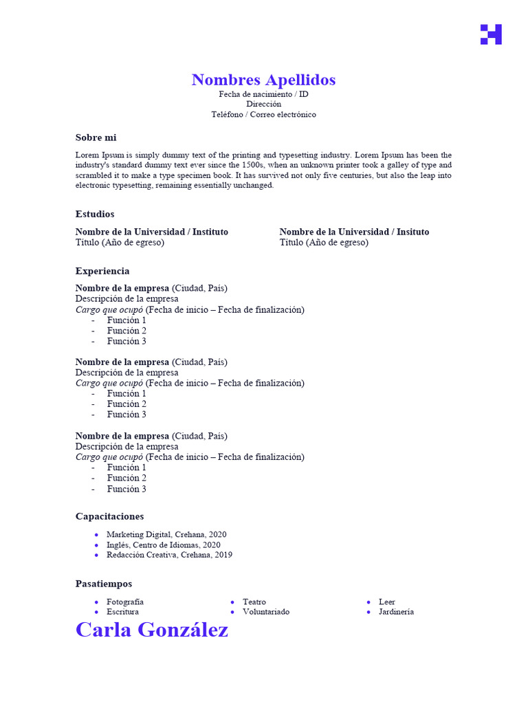 Formatos para Curriculum Sencillos | PDF
