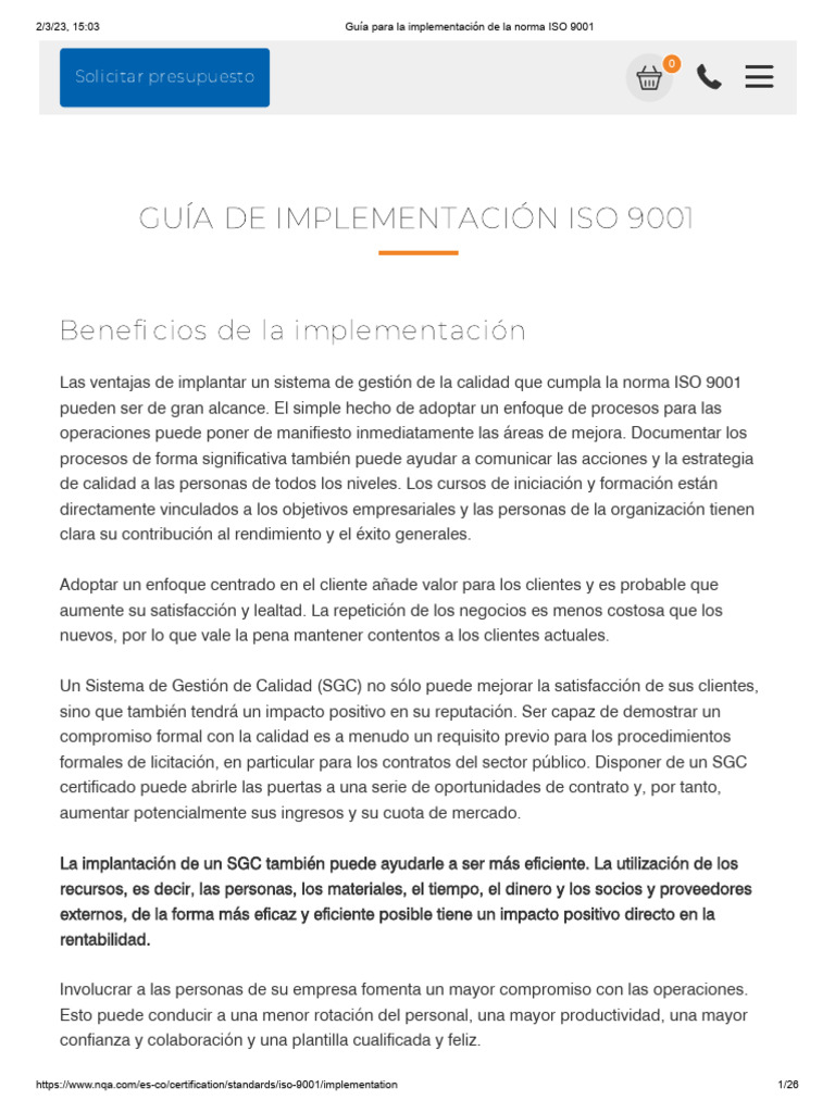 Guía de Implementación ISO 9001 | PDF | Calidad (comercial) | Gestión ...