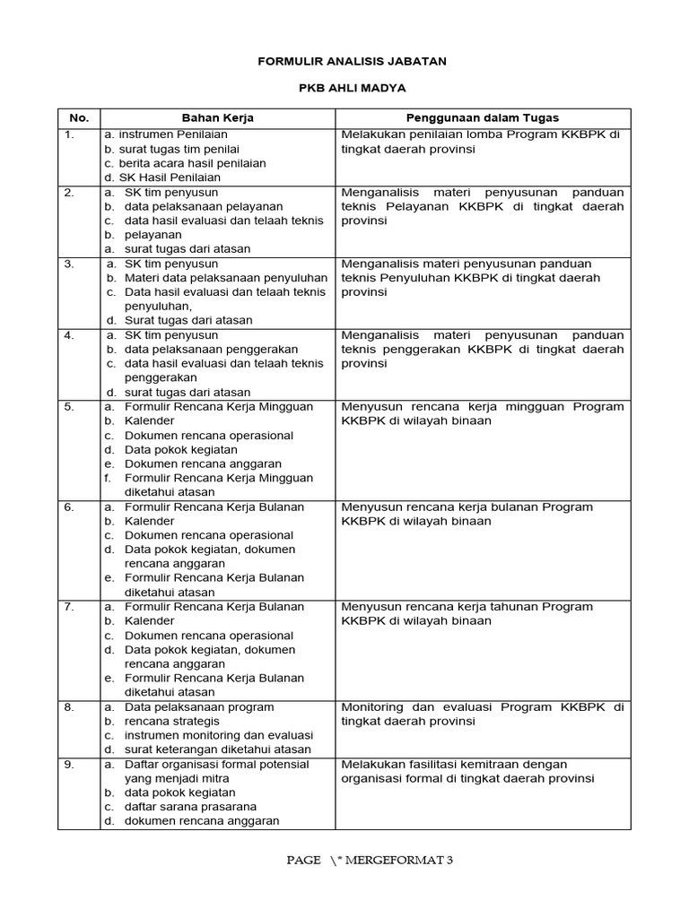 Analisis Jabatan PKB Ahli Madya | PDF