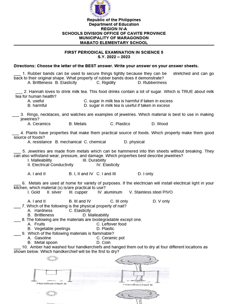5th Grade Science Periodical Exam | PDF | Combustion | Reuse