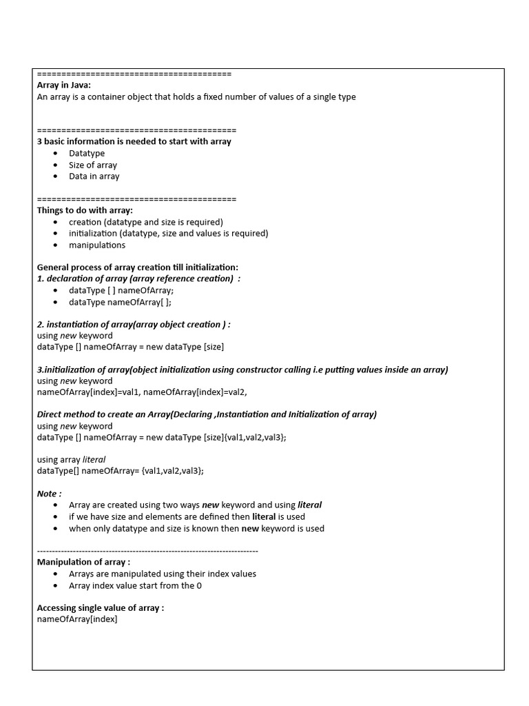 Java arrays pdf