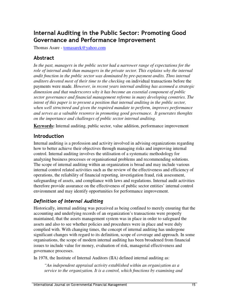 Enhancing Public Sector Internal Auditing | PDF