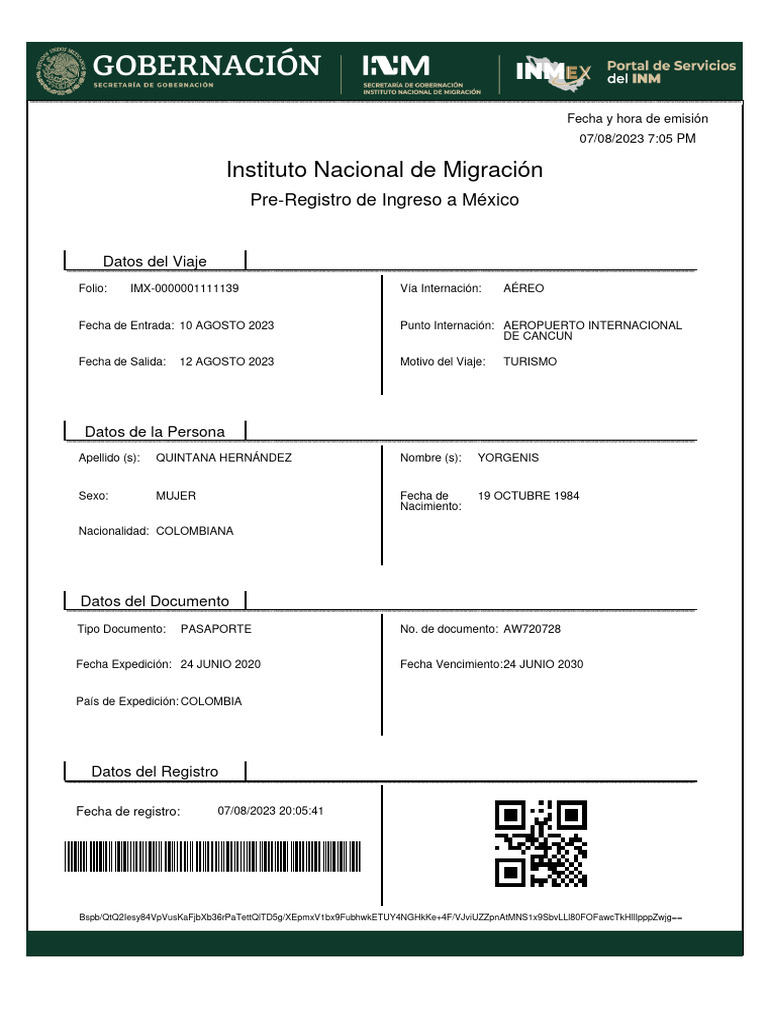 Folio Pre-Autorización INM México | PDF