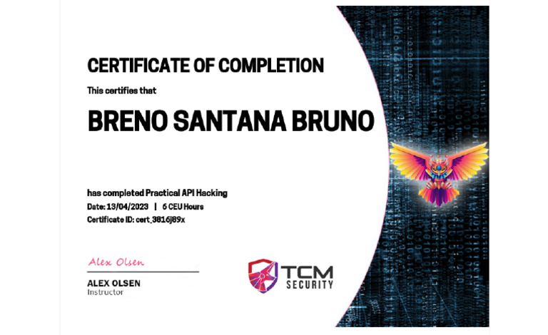 Certificate of Completion For Practical Api Hacking | PDF
