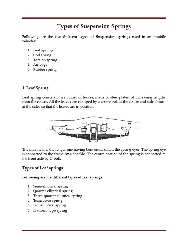 Types of Suspension Springs PDF