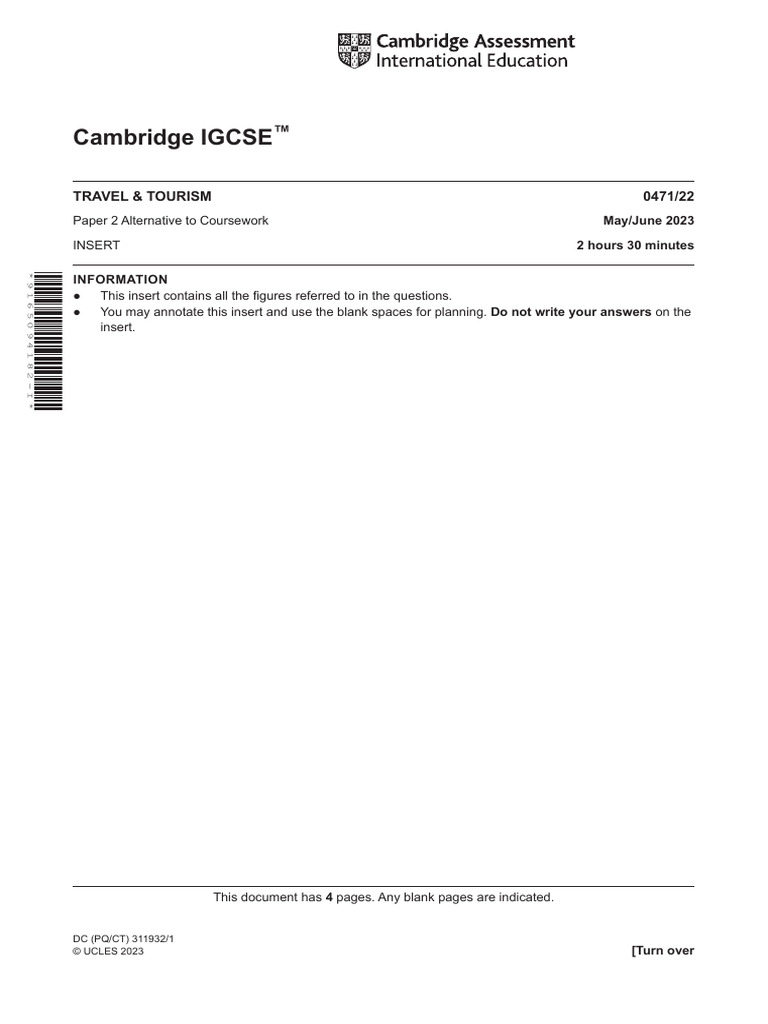 Cambridge IGCSE: Travel & Tourism 0471/22 | PDF | Tourism | Resort