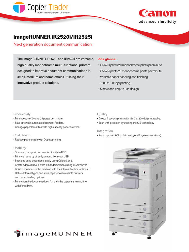 canon ir 2520 copier specifications pdf