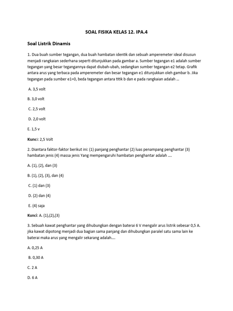 Soal Listrik Dinamis Kelas 12 | PDF