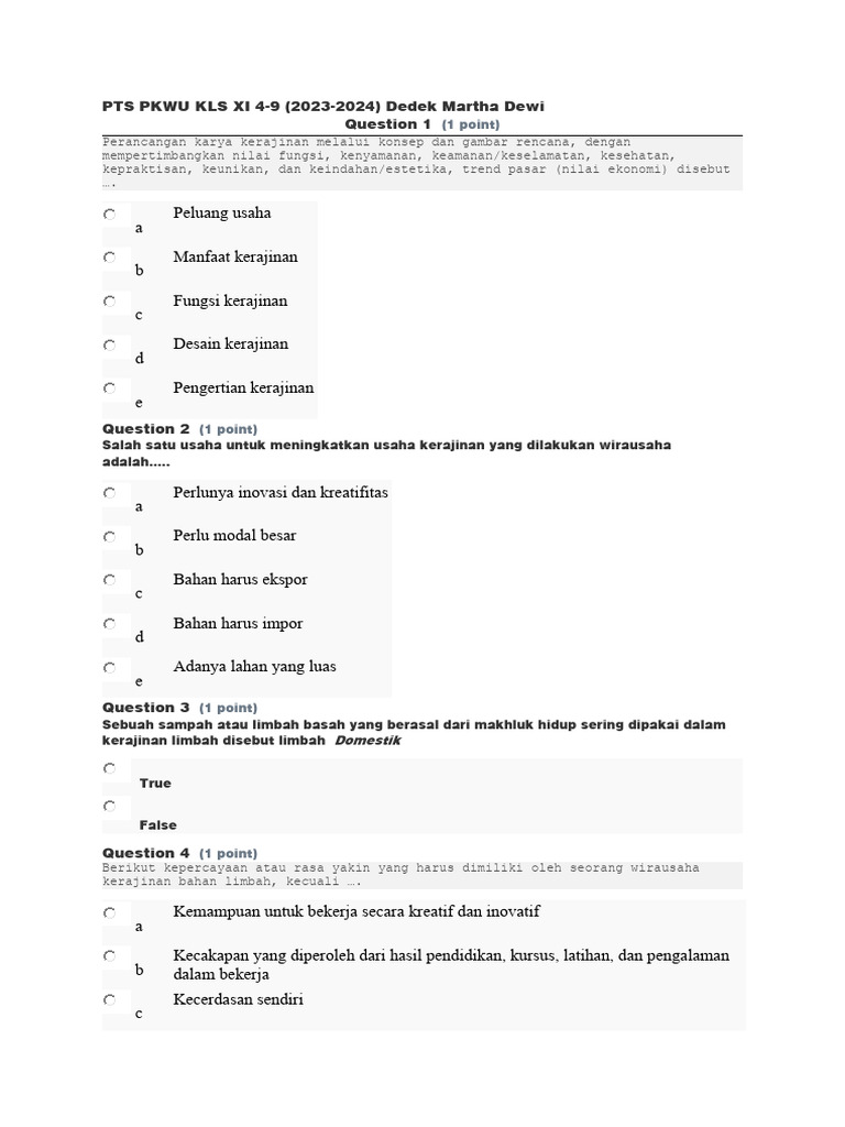 Pts Ganjil Kls Xi | PDF