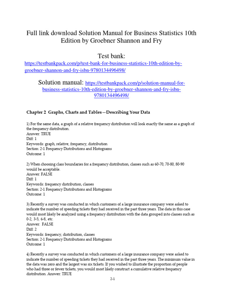Business Statistics 10th Edition Solutions | PDF | Teaching Methods ...