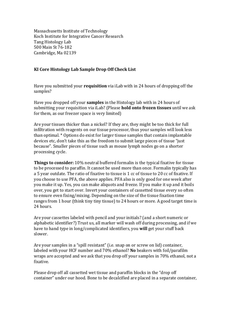 Sample Drop Off Check List 2022 PDF