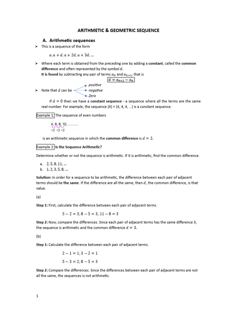 Arithmetic and Geometric Sequence | PDF