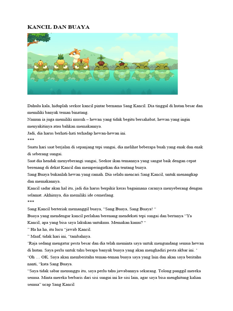 Dongeng Kancil Dan Buaya | PDF