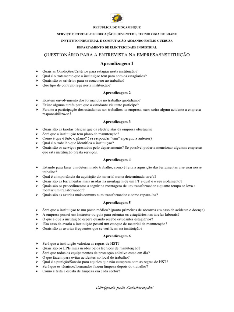 Quest es para a recolha de dados pdf