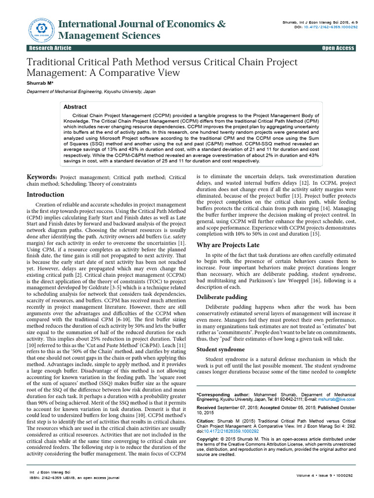 Jurnal Traditional Cpm Vs Ccpm Pdf