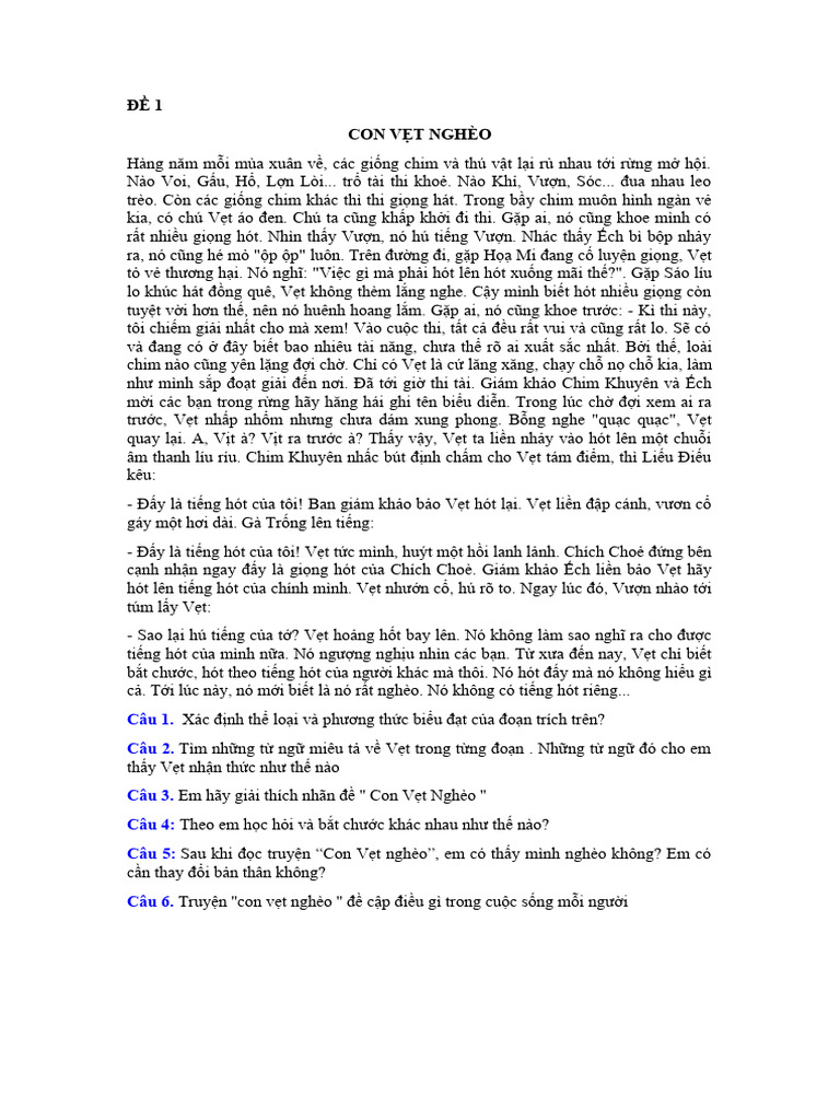 ôn truyện ngụ ngôn lớp 7 | PDF