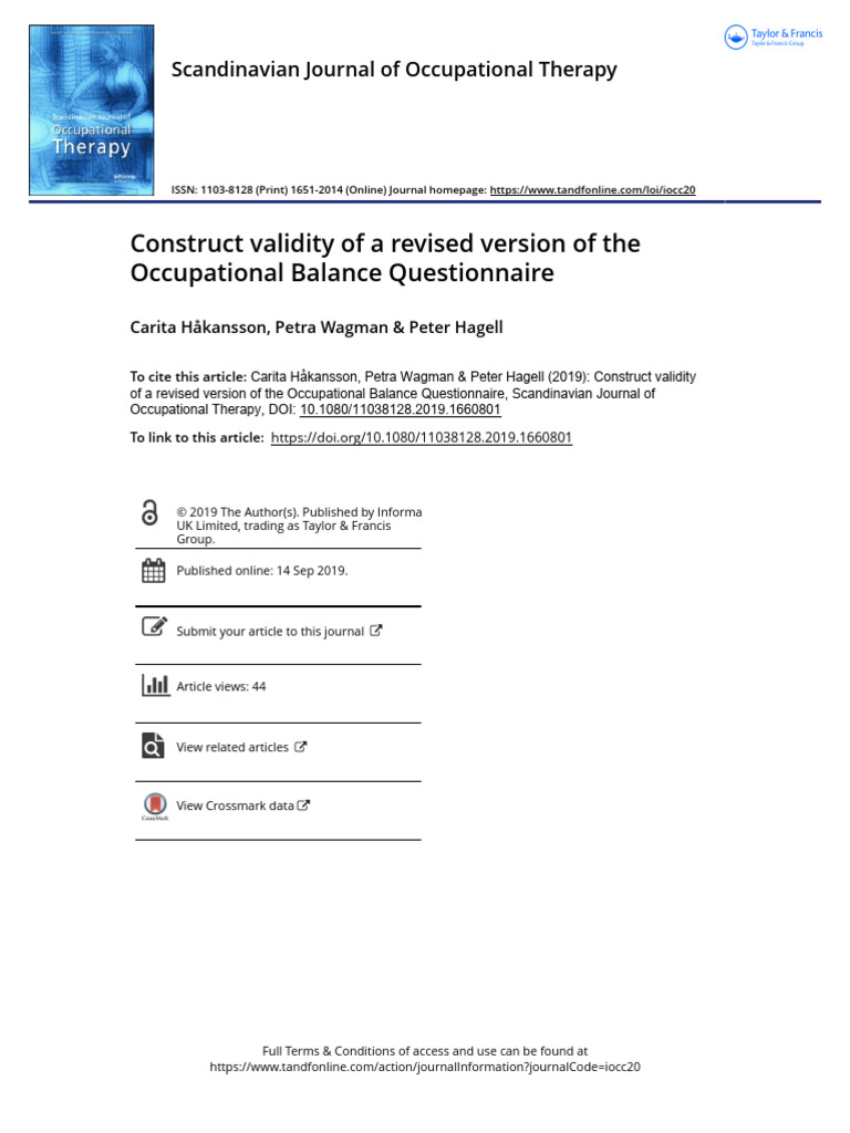 Revised OBQ11: Construct Validity Study | PDF