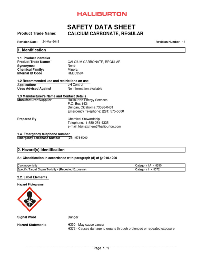 Calcium Carbonate Medium MSDS PDF Dangerous Goods Silicon Dioxide