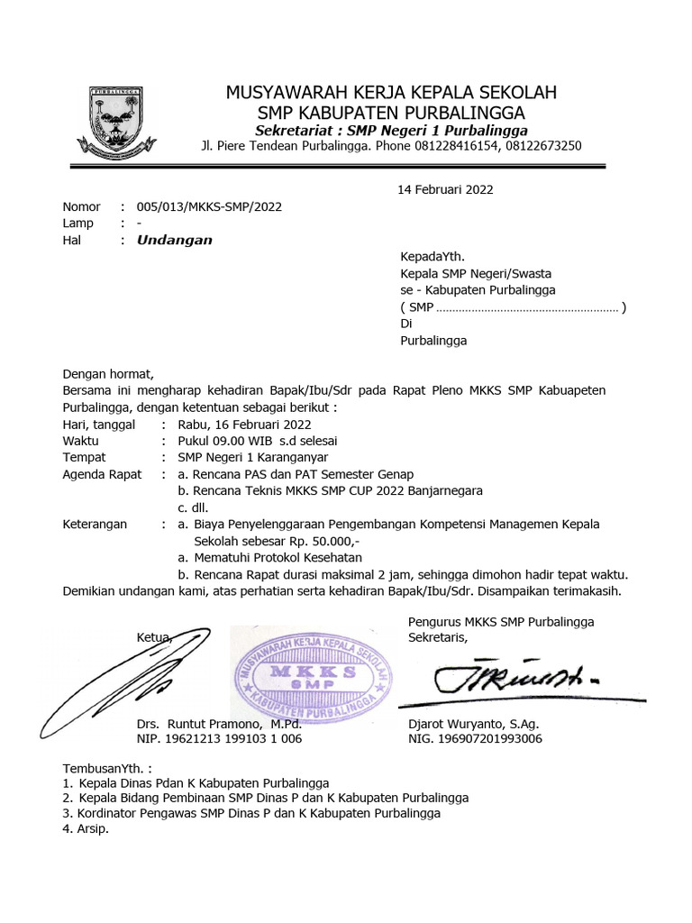 Undangan Rapat Pleno - Peb22 | PDF