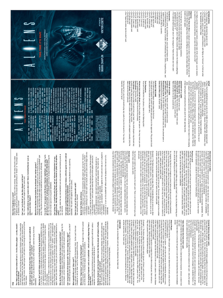 Aliens Card Game: Rules & Setup | PDF | History