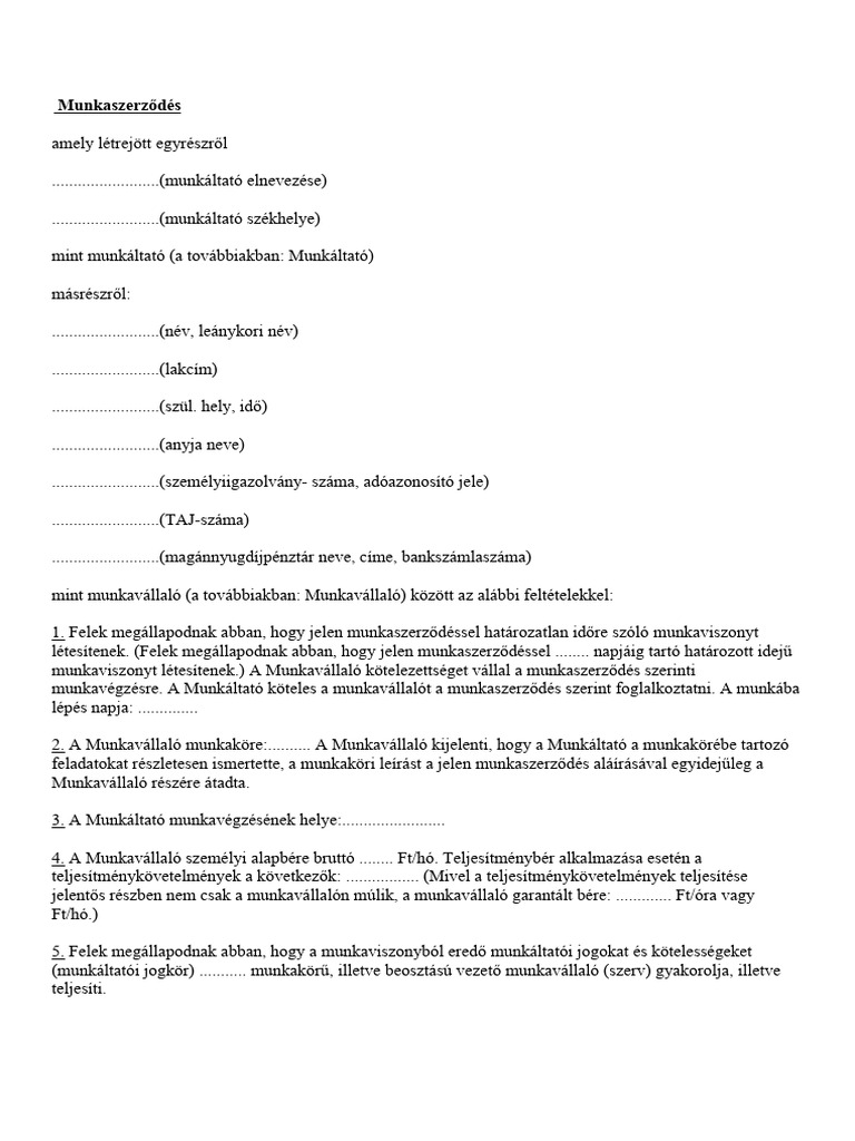 Munkaszerzodes 2 | PDF