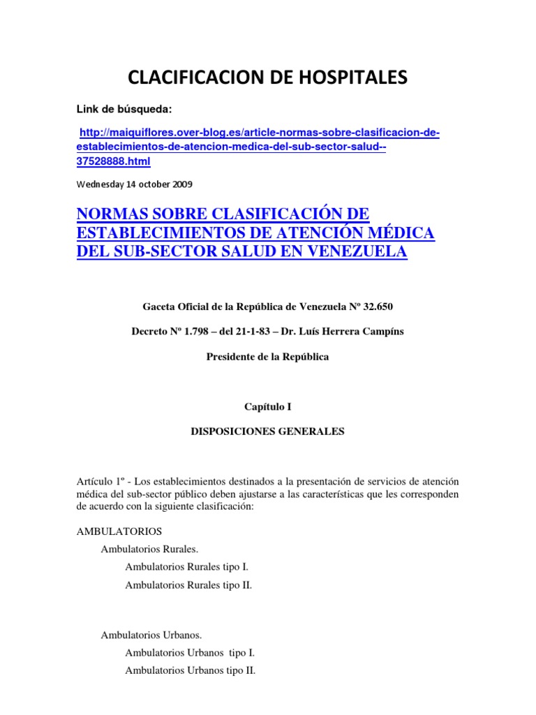Clasificación de Ambulatorios Rurales en Venezuela | PDF | Diabetes ...