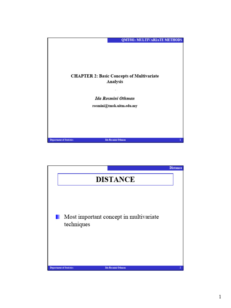 Chapter2 (Basic Concepts of Multivariate Analysis) | PDF