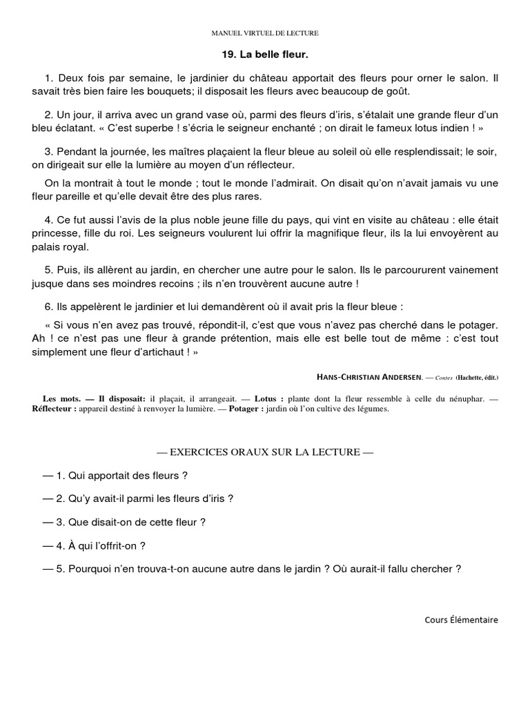 La Belle Fleur Andersen PDF