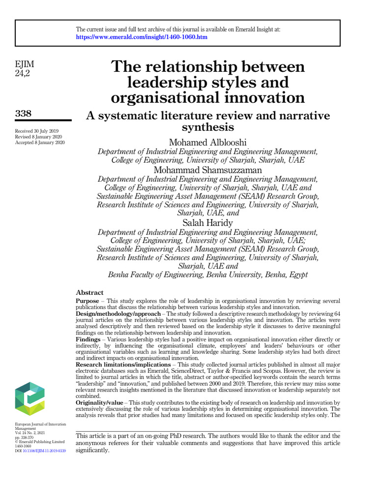 The Relationship Between Leadership Styles and Organisational ...