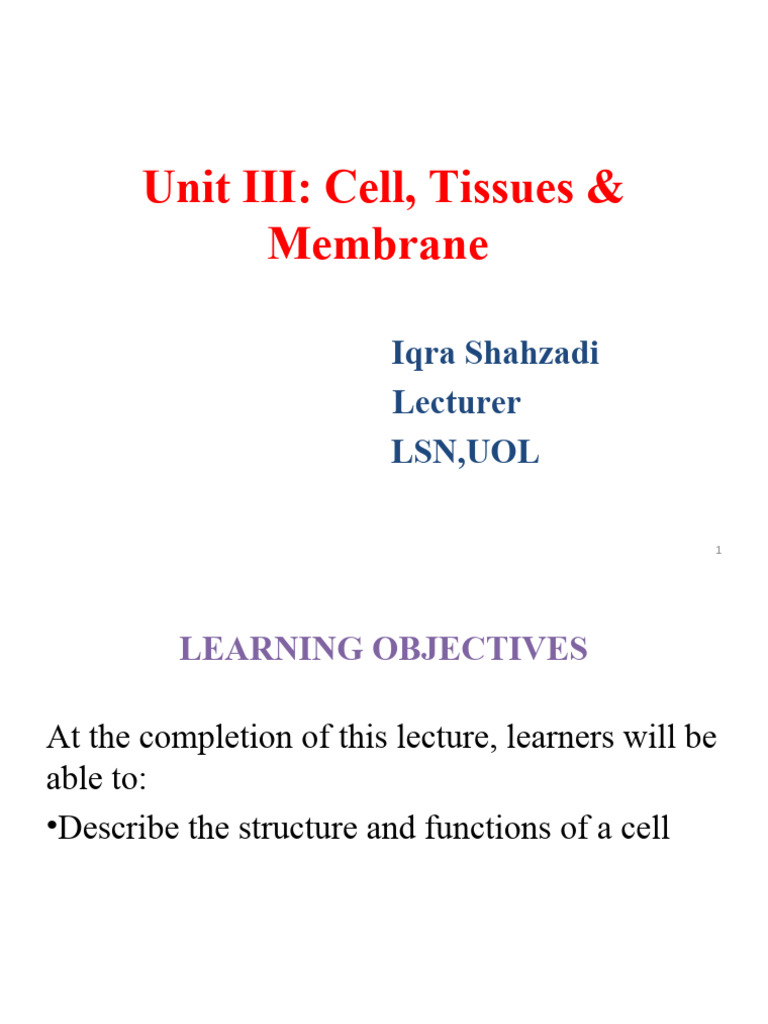 Lec 7 | PDF | Cell (Biology) | Cell Membrane